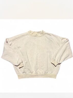 Madewell Cream/light pink Oversized Sweatshirt Mock Neck Cozy Pullover Size S